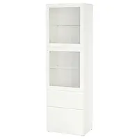 IKEA BESTÅ (993.008.58), книжный шкаф / стеклянная дверь, белый / Лаппвикен белый прозрачное стекло