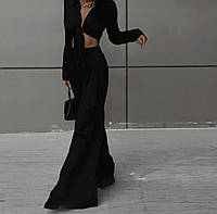 Модный женский стильный костюм Брюки сзади на резинке Мега креп 42-46 Цвета2 чёрный