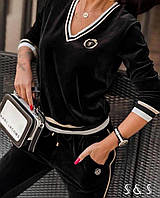 Модный женский стильный тёплый костюм двойка Плюш спорт 42-44, 44-46 Цвета 3 Чёрный