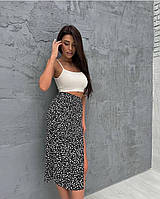 Модная стильная женская юбка с разрезом в длине миди Супер софт с принтом 42-44;44-46 Цвета3