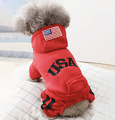 Спортивний костюм комбінезон для котів Pet Style "USA" Червоний XS