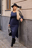 Супер стильное женское платье с разрезом по бедру Трикотаж рубчик 42-44,46-48;50-52;54-56 Цвета 4 Кирпичный