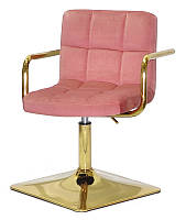 Кресло с подлокотниками Arno 4-GD-Base бархат на золотой квадратной ноге с регулировкой высоты 37,5-53 см Бархат терракот B-1018