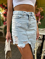 Трендовая юбка-брюки с завышенной талией Джинс (как на фото) 34;36;38;40 Цвета Голубой
