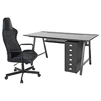IKEA UTESPELARE / HELMER(094.407.78), письмовий стіл, стілець і комод, чорний
