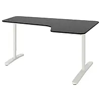 IKEA BEKANT(992.829.01), угловой стол справа, шпон ясеня, тонированный в черный/белый цвет