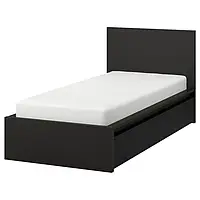 IKEA MALM(690.115.05), Каркас кровати с 2 ящиками для хранения, черно-коричневый / Лурой