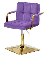 Кресло с подлокотниками Arno 4-GD-Base бархат на золотой квадратной ноге с регулировкой высоты 37,5-53 см Бархат пурпур B-1013