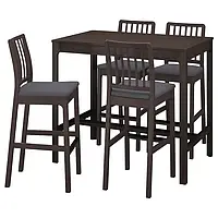 IKEA EKEDALEN / EKEDALEN(894.295.12), барный стол + 4 барных стула, темно-коричневый / Хакебо темно-серый