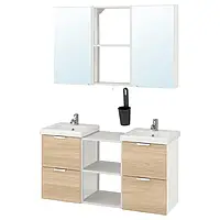 IKEA ENHET / TVÄLLEN (693.375.99), мебель для ванной, набор из 22 шт., имитация. дуб/белая батарея Pilkån