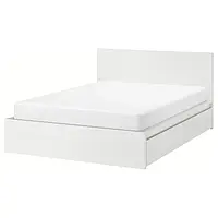 IKEA MALM(990.199.20), Каркас кровати с 4 ящиками, белый / Лейрсунн