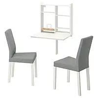 IKEA NORBERG / KÄTTIL(594.803.14), стол и 2 стула, белый / Книса светло-серый