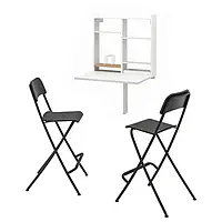 IKEA NORBERG / FRANKLIN(494.808.47), стол и 2 стула, белый черный