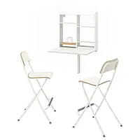 IKEA NORBERG / FRANKLIN(694.816.95), стол и 2 стула, белый / белый