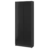 IKEA BILLY / HÖGBO(794.843.92), книжная полка со стеклянной дверью, черно-коричневый / черный