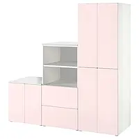 IKEA SMÅSTAD / PLATSA (594.861.08), стойка, белый / бледно-розовый