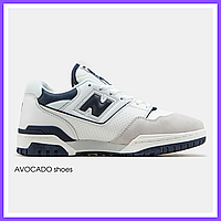 Кроссовки мужские и женские New Balance 550 white blue / Нью Баланс 550 белые синие