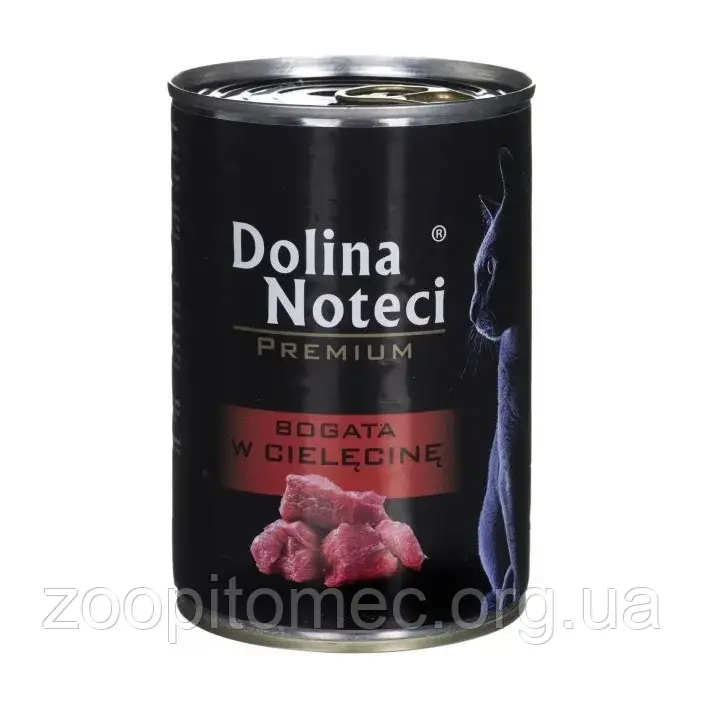 Консерва для кішок Dolina Noteci (Долина Нотечі) cat м'ясні шматочки в соусі з телятиною, 400 г, фото 1