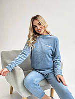 Крутейший модный комплект домашней одежды Полированная Махра Оver size (42-44) Цвета2 Голубой