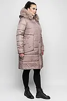 Женская зимняя куртка средней длины с мехом песца