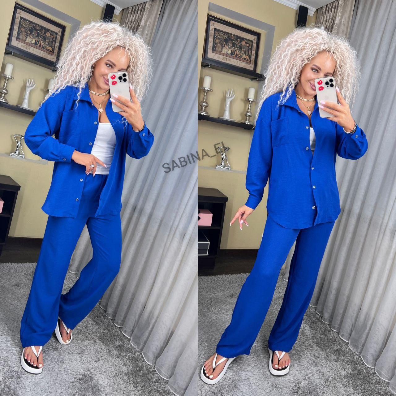 Костюм жіночий двійка зі штанами та сорочкою oversize (Розміри S,M,L,XL), Електрик