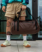 Многофункциональная сумка-рюкзак с карманом для обуви 37L на 3 отделения, коричневый цвет