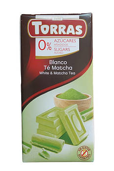 Torras Білий шоколад  з чаєм матча без цукру, 75г