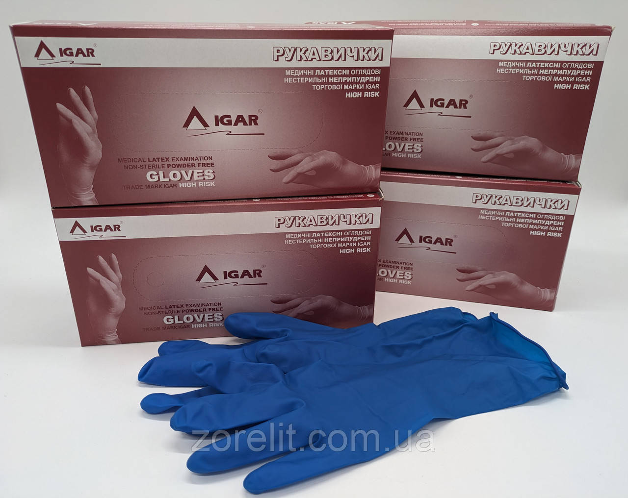 Перчатки медицинские латексные смотровые нестерильные IGAR S,M,L,XL(50шт) - фото 1 - id-p1190293370