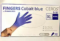 Рукавиці нітрилові CEROS Fingers®,Церос упаковка 100 шт, Cobalt Blue розмір XL