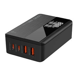 Мережевий адаптер Ldnio LED Display A4808Q 2USB 2Type-C PD65W QC3.0 Black N, фото 1