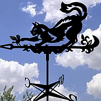 Флюгер на дах Кіт ловить пташку, вітряк на будинок