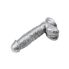 Сріблястий дилдо з мошоком на присоску Heywood Jablome | Limon, фото 3