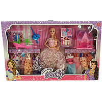 Дитячий набір, ляльковий дім та лялка принцесса з одежею та аксессуарами