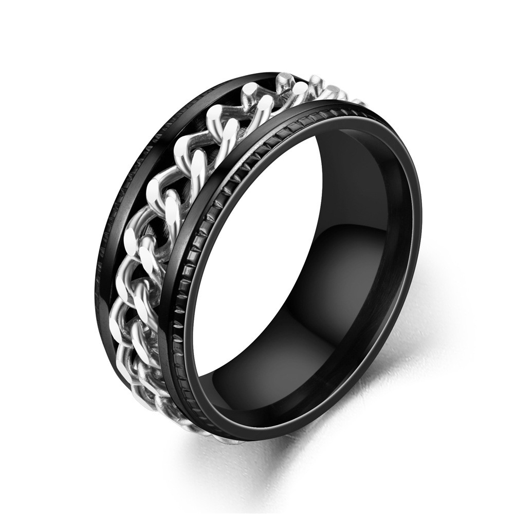 Мужское кольцо с цепью спинер ширина 8мм размеры 17-22, Кольцо стильное антистресс - фото 2 - id-p1925358174
