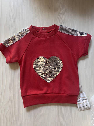Футболочка Червона Сердечко (1-3м) (YOLA.BABY.SHOP), фото 1