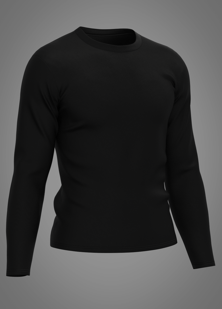 Лонгслів утеплений (чорний, довгий рукав) 46, фото 1