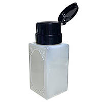 Баночка пластикова для рідин із помпою дозатором, біла, 200 мл