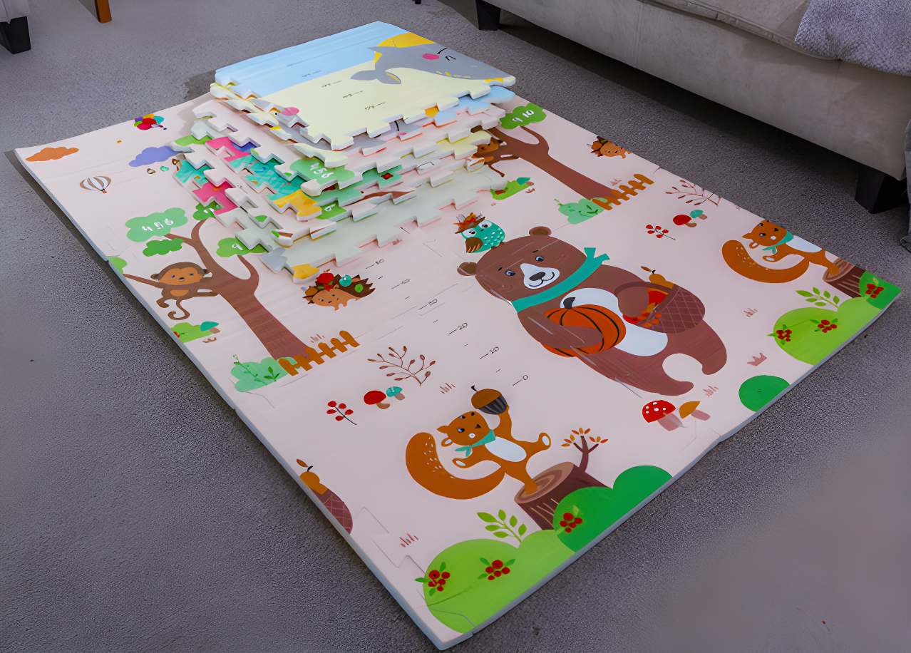 Дитячий килимок-пазл 60х60х1.5 см Лісові мешканці 6 штук