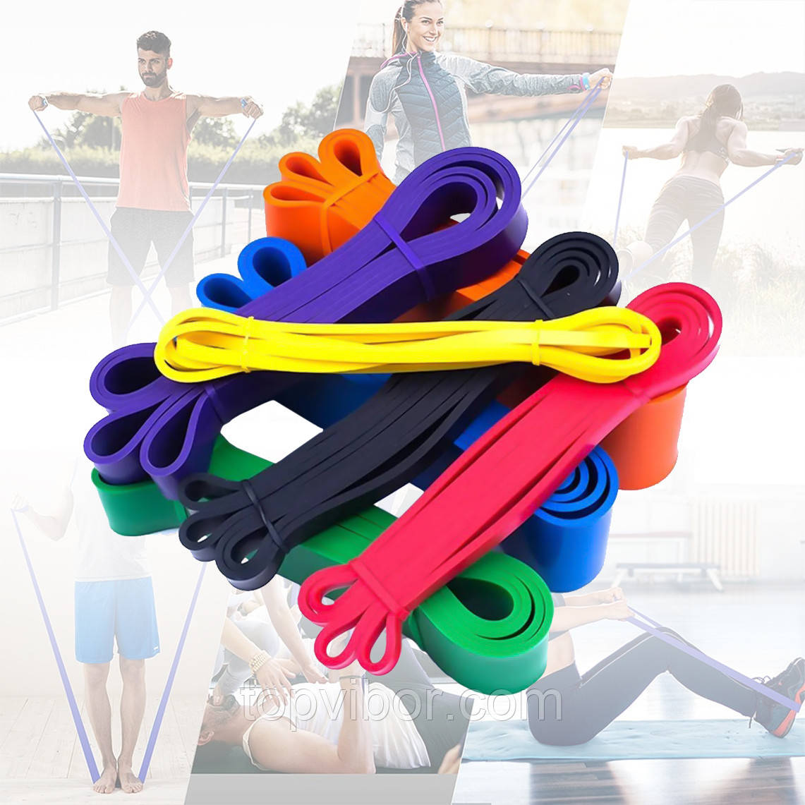 Резинки для підтягування Fitness (7 шт/уп) еспандер петлі для підтягування, джгут для турніка та фітнесу