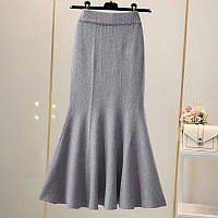 Женская длинная кашемировая юбка № 026-1 Серый