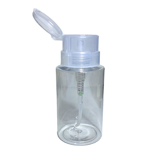 Баночка пластиковая для жидкостей с помпой дозатором, прозрачная, 200 ...