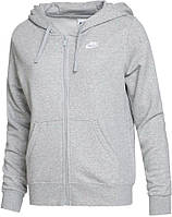 Толстовка женская Nike CLUB FLC FZ HOODIE STD серая DQ5471-063