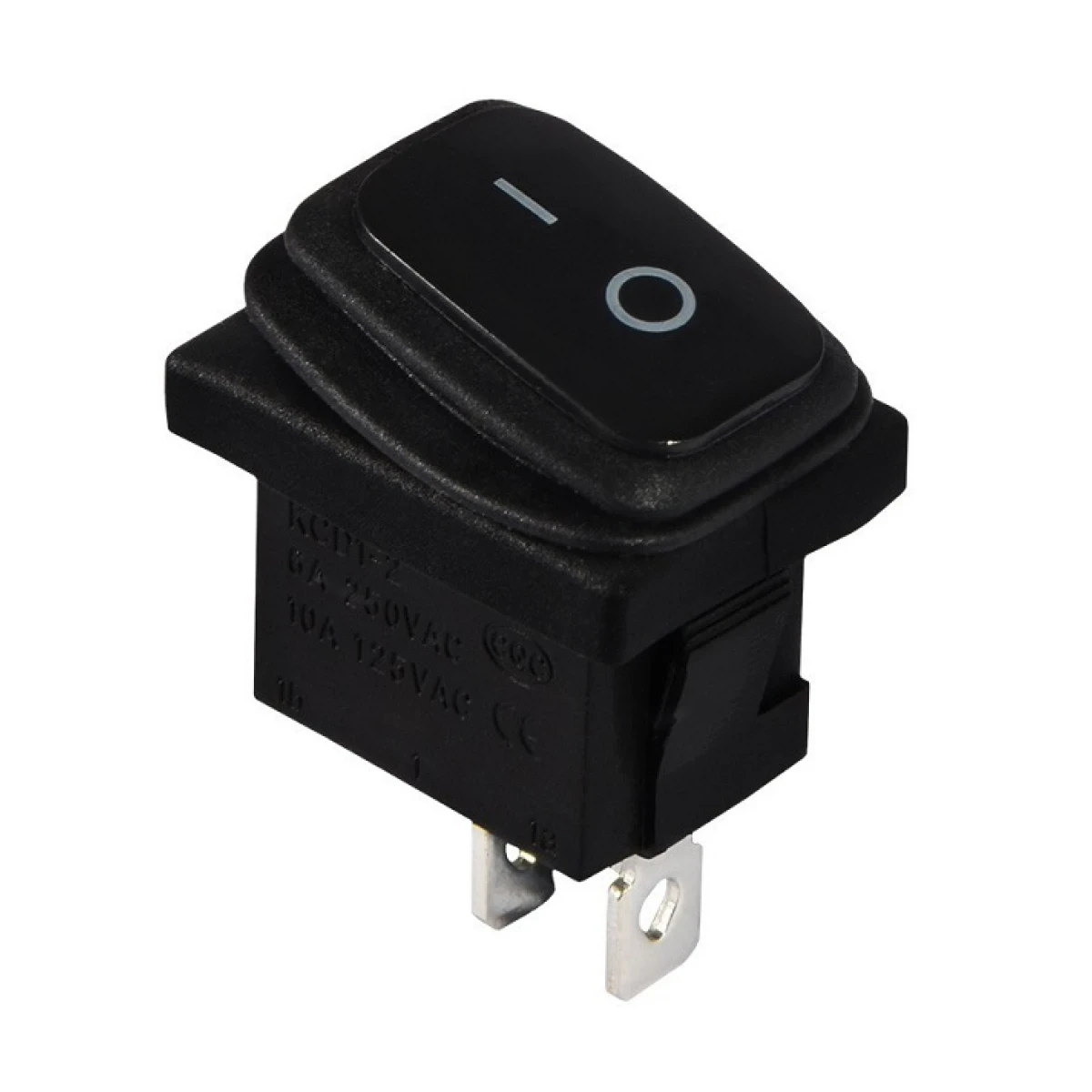 Перемикач Daier KCD1-2-101W BK, ON-OFF, 2pin, 6A 250VAC, чорний