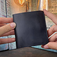 Кожаное портмоне с отделением для монет в чёрном цвете с плотной кожи