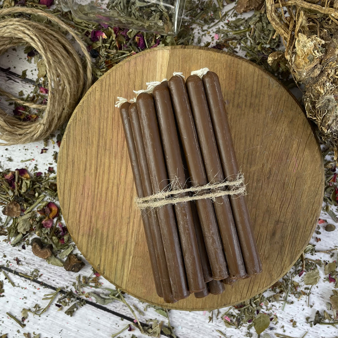 Коричневі воскові свічки 12 см