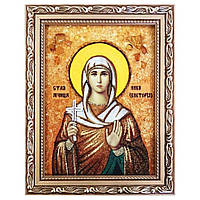 Ікона "Свята мучениця Ніка (Вікторія)" бурштинова 15х20