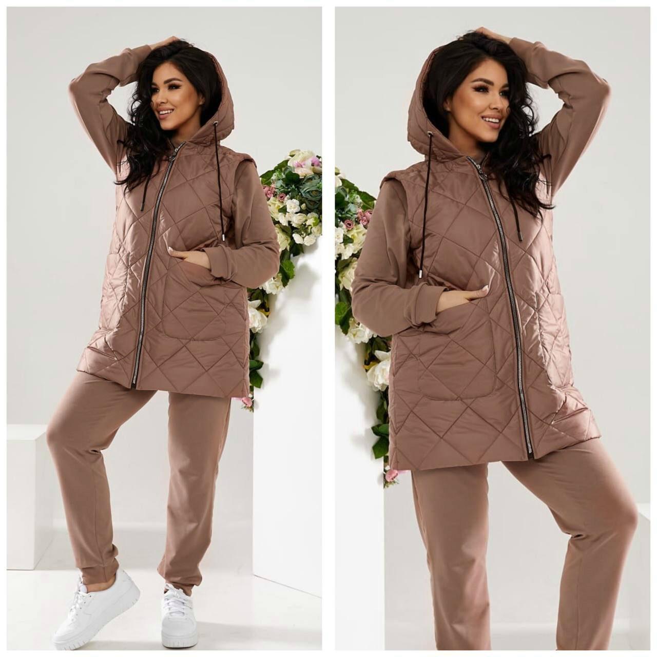 Стильний жіночий костюм трійка, тканина "Трикотаж" 48, 50, 52, 54, 56, 58, 60, 62 розмір 48