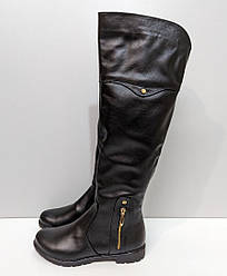 STTOPA. зима демі Висота 47 см. Розміри 38,39,40. Чоботи з натуральної шкіри шкіряні. 266-3641 Чорні