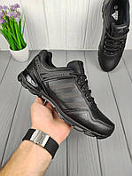 Мужские черные кроссовки Адидас, кожаные мужские кроссовки на осень, мужские кроссовки для активного отдыха