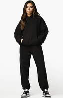 Трикотажний спортивний костюм жіночий весна-осінь повсякденний, великого розміру 48/50, 52/54 чорного кольору